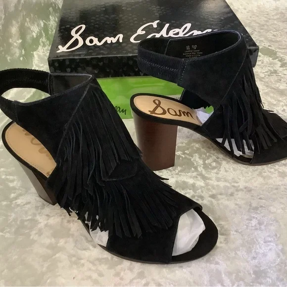 New Sam Edelman Elaine Fringe 8 Heels - Picture 3 of 15